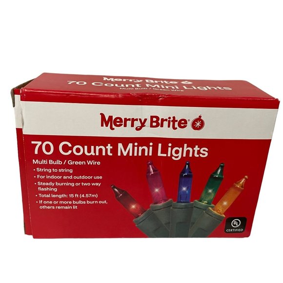 Merry Brite 200 Count Christmas Mini Lights Multi Bulb Green Wire - Picture 3 of 16